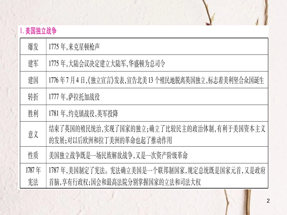 （广西专版）九年级历史上册专题一资产阶级革命和改革习题课件新人教版_第2页