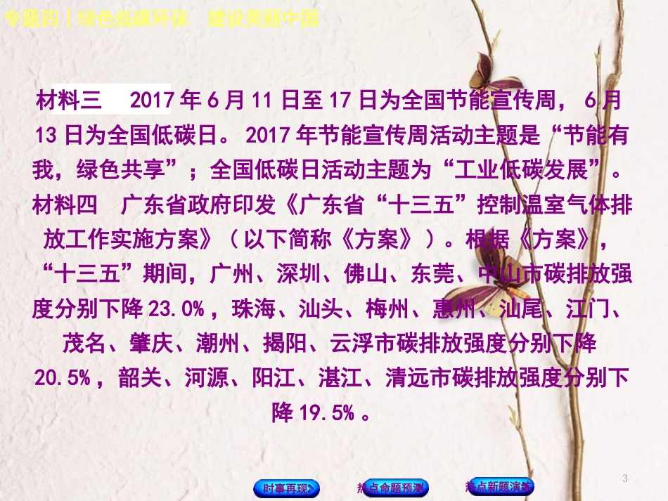 （湖南专版）中考政治专题四绿色低碳环保建设美丽中国复习课件_第3页