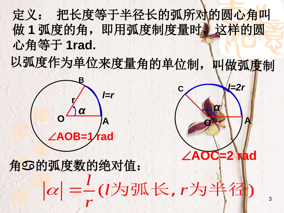 江苏省宿迁市高中数学 第一章 三角函数 1.1.2 弧度制课件 苏教版必修4_第3页