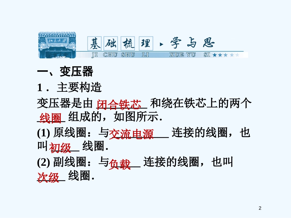 高考物理 第十章 第二单元 变压器和远距离输电课时训练营课件_第2页