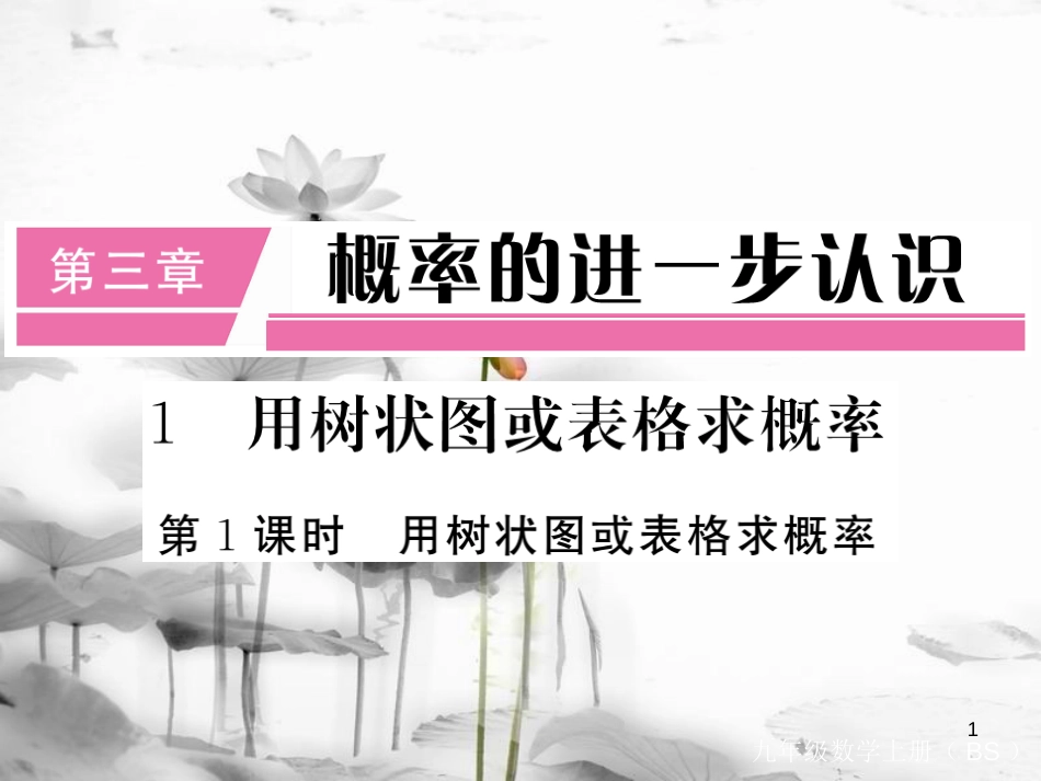 （江西专用）九年级数学上册3.1用树状图或表格求概率第1课时用树状图或表格求概率讲练课件（新版）北师大版_第1页