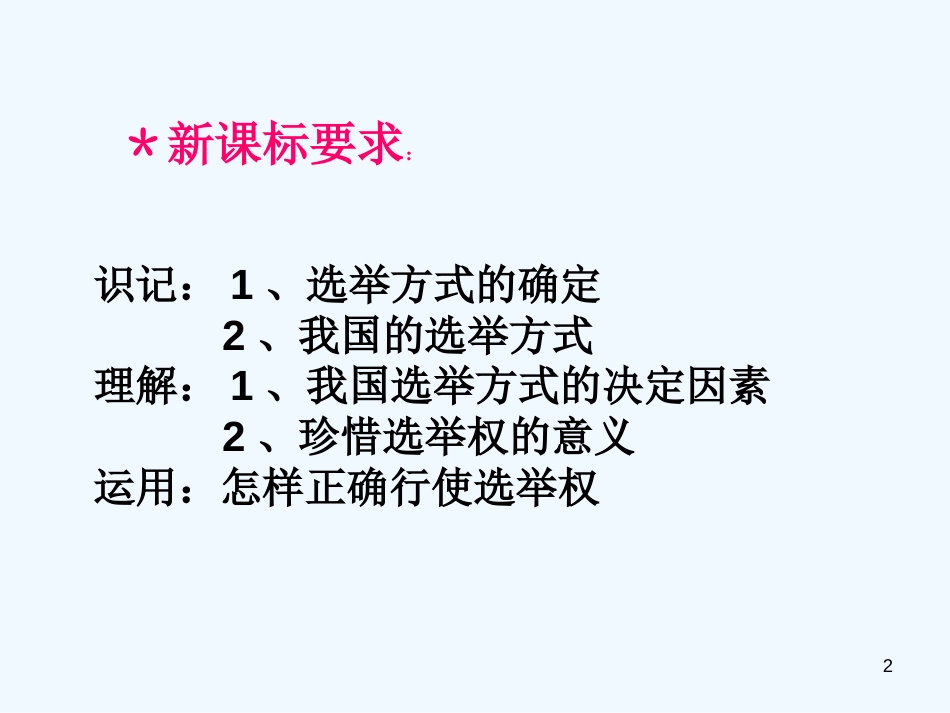 高中政治 民主选举_投出理性一票课件 新人教版必修2_第2页