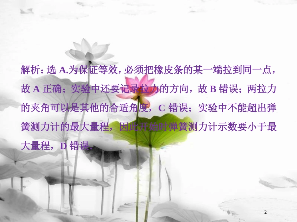 （新课标）高考物理一轮复习 第二章 相互作用 实验三 验证力的平行四边形定则随堂达标课件_第2页