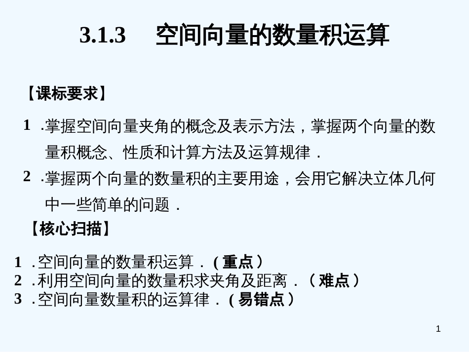 （新课程）高中数学《3.1.3 空间向量的数量积》课件 新人教A版选修2-1_第1页
