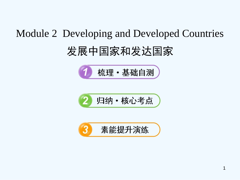 （山东天津专用）高考英语Module2DevelopingandDevelopedCountries复习方略课件外研版必修3_第1页