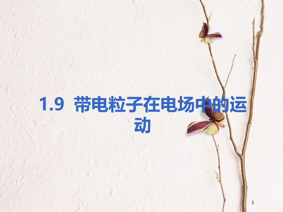 湖北省宜昌市高中物理 第一章 静电场 1.9 带电粒子在电场中的运动课件1 新人教版选修3-1_第1页