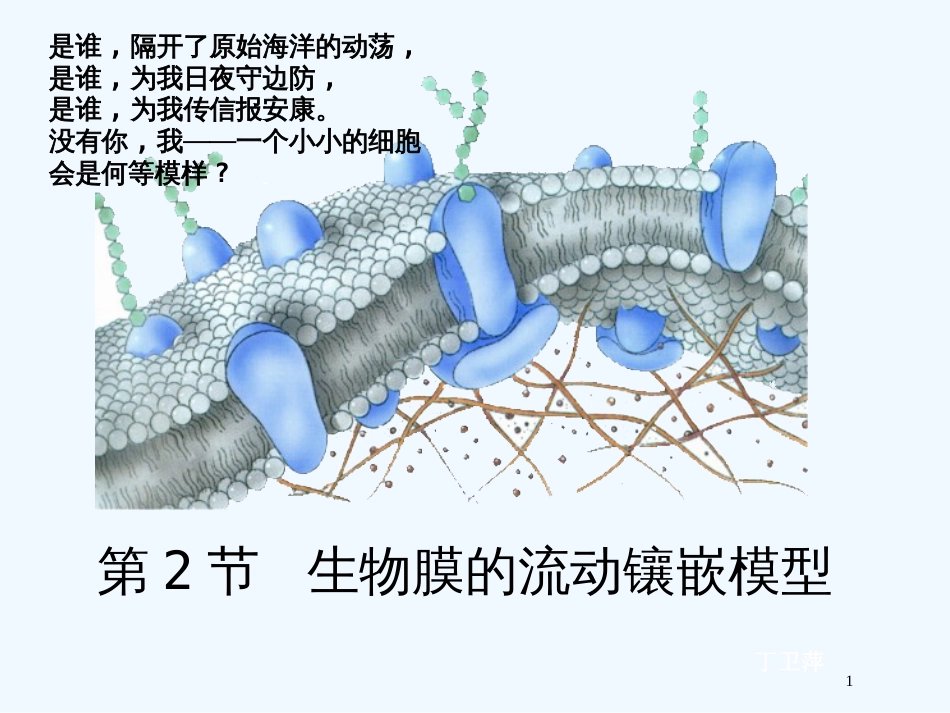 高中生物《第四章 第2节 生物膜的流动镶嵌模型》课件 新人教版必修1_第1页