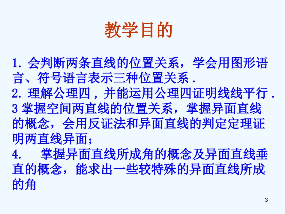 高中数学 2.1.2《空间中直线与直线之间的位置关系》课件 新人教A版必修2_第3页