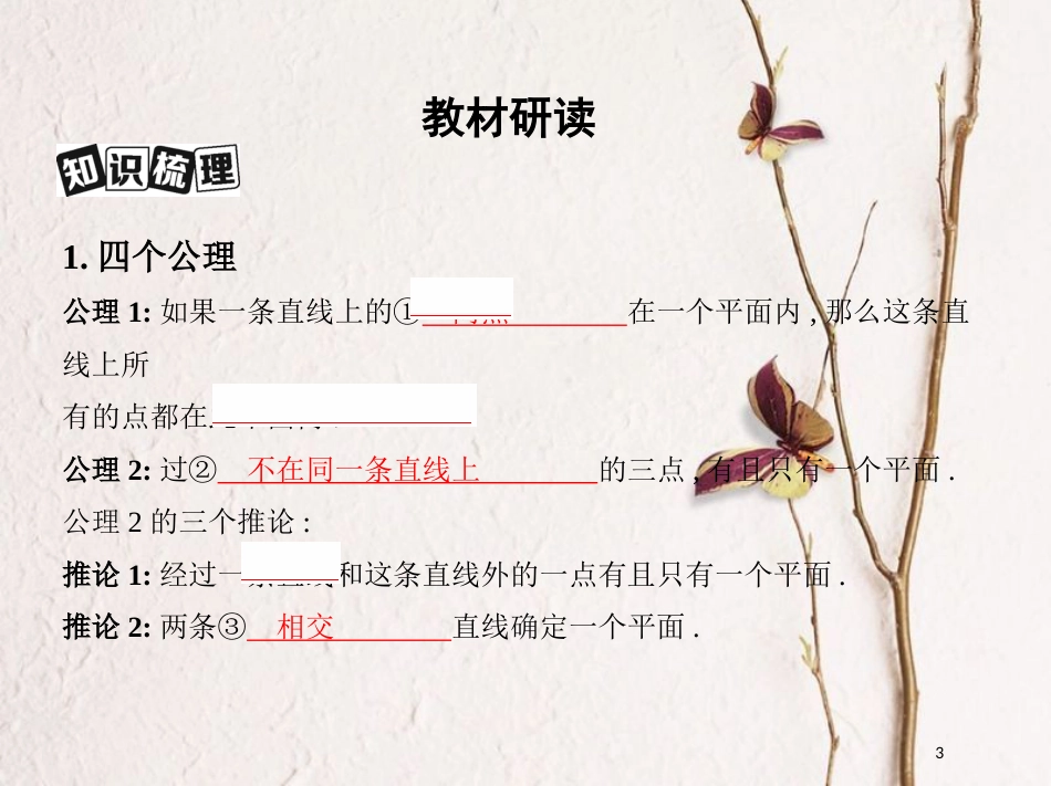 （北京专用）2019版高考数学一轮复习第八章立体几何第三节空间点、直线、平面之间的位置关系课件文_第3页