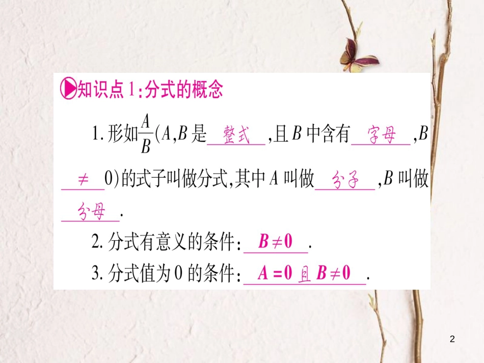 （安徽专版）中考数学总复习第一轮考点系统复习第1章数与式第3节分式课件_第2页