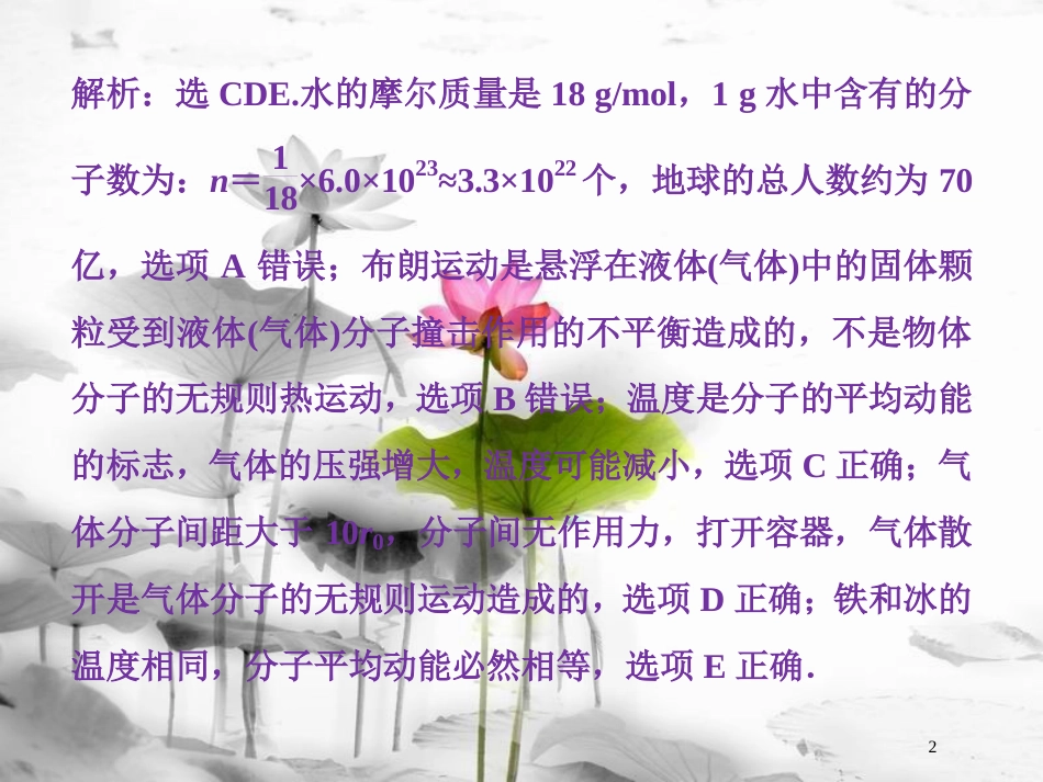 （新课标）高考物理一轮复习 第十三章 热学 第一节 分子动理论 内能课后检测能力提升课件_第2页