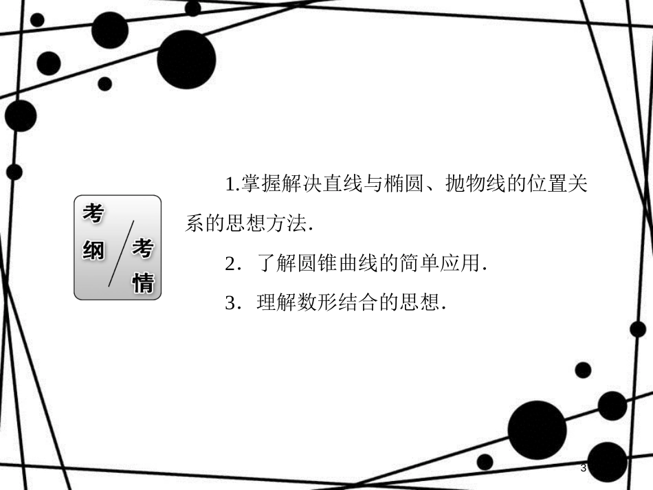 高考数学一轮复习 第八章 平面解析几何 8.8 圆锥曲线的热点问题（1）课件 文_第3页