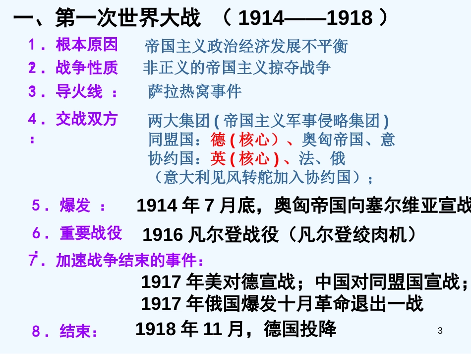 （回归基础）中考历史 考前知识点专题复习 专题6 两次世界大战及国际关系格局的演变课件 新人教版_第3页