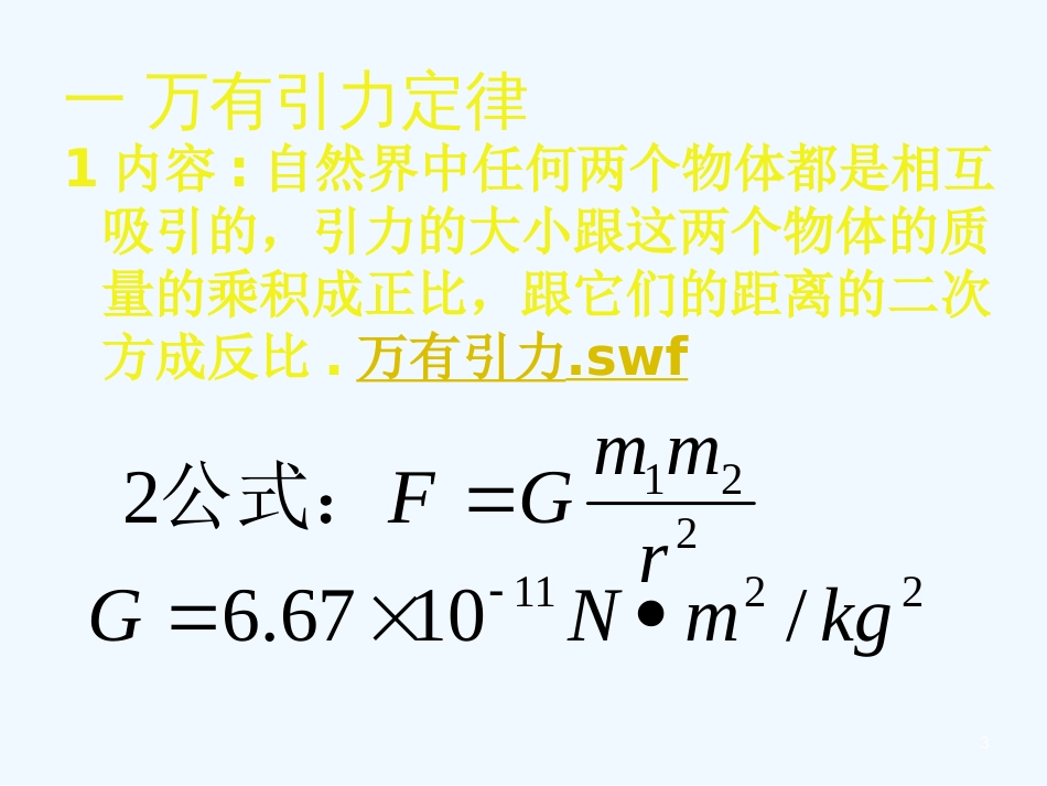 黑龙江省哈尔滨市木兰高级中学-2012学年高一物理 6.3 万有引力定律1课件_第2页