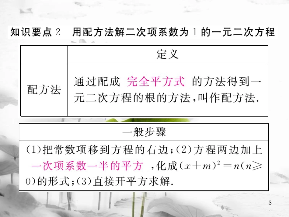 （江西专用）九年级数学上册2.2用配方法求解一元二次方程第1课时直接开平方法与配方法（1）讲练课件（新版）北师大版_第3页