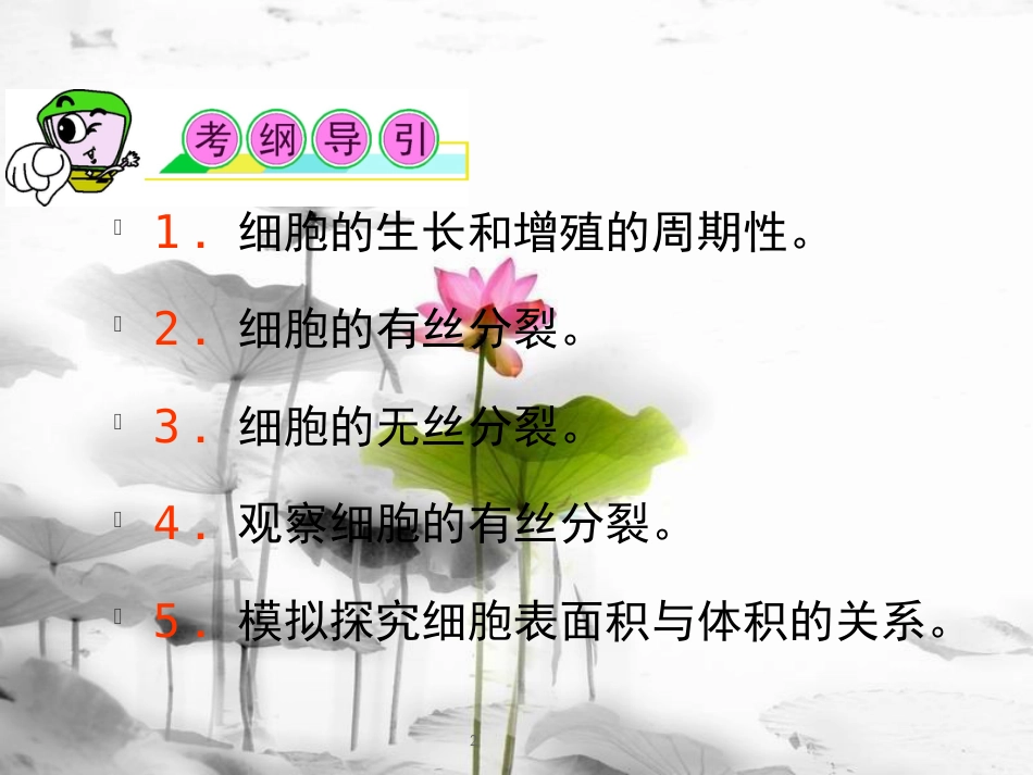 （山西专用）高三生物一轮复习 第10讲 细胞的增殖课件 新人教版必修1_第2页