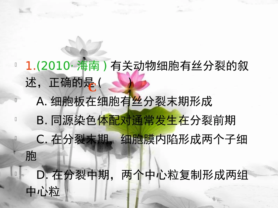 （山西专用）高三生物一轮复习 第10讲 细胞的增殖课件 新人教版必修1_第3页