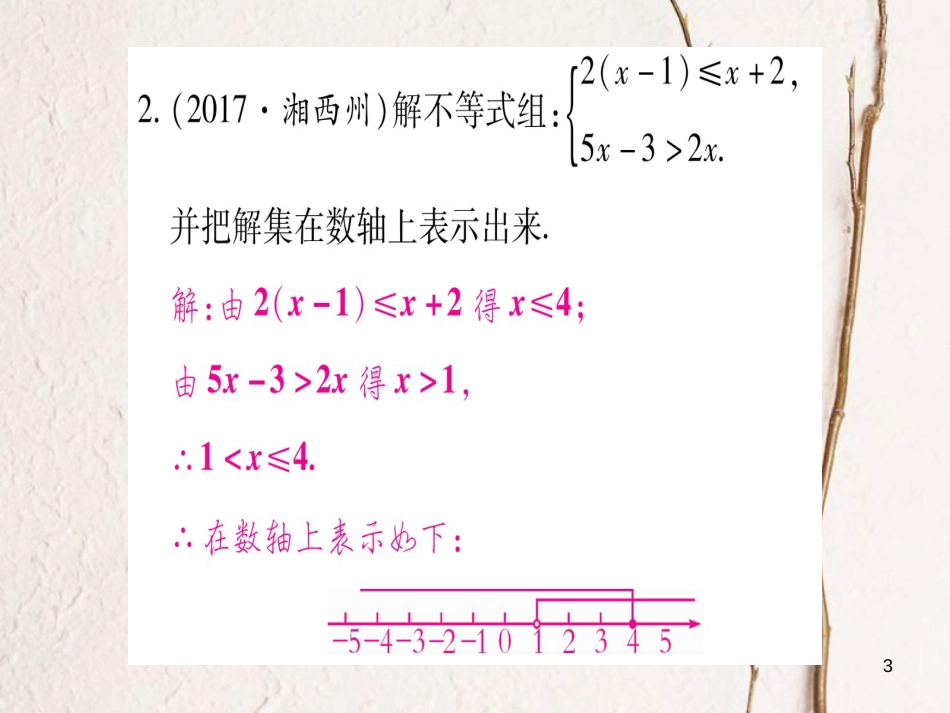 湖南省中考数学复习 第2轮 中档题突破 专项突破2 一元一次不等式（组）的解法课件_第3页