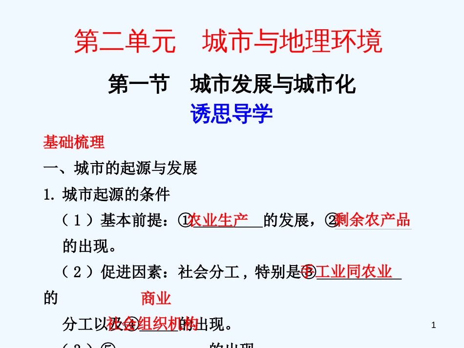 高中地理 第二单元 第一节 城市发展与城市化教学课件 鲁教版必修2_第1页