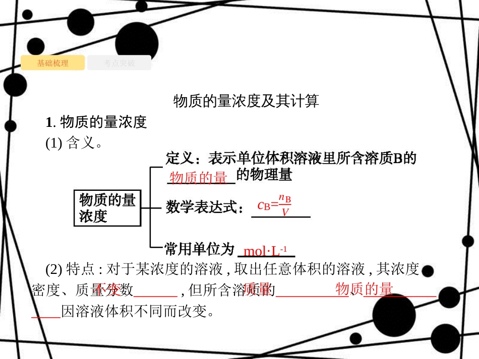 高考化学大一轮复习 第一单元 化学计量在实验中的应用 7.2 物质的量浓度及其计算课件 新人教版_第3页