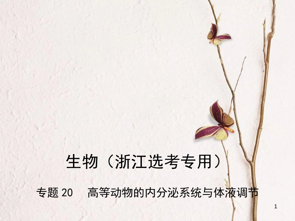 （B版，浙江选考专用）2019版高考生物总复习专题20高等动物的内分泌系统与体液调节课件_第1页