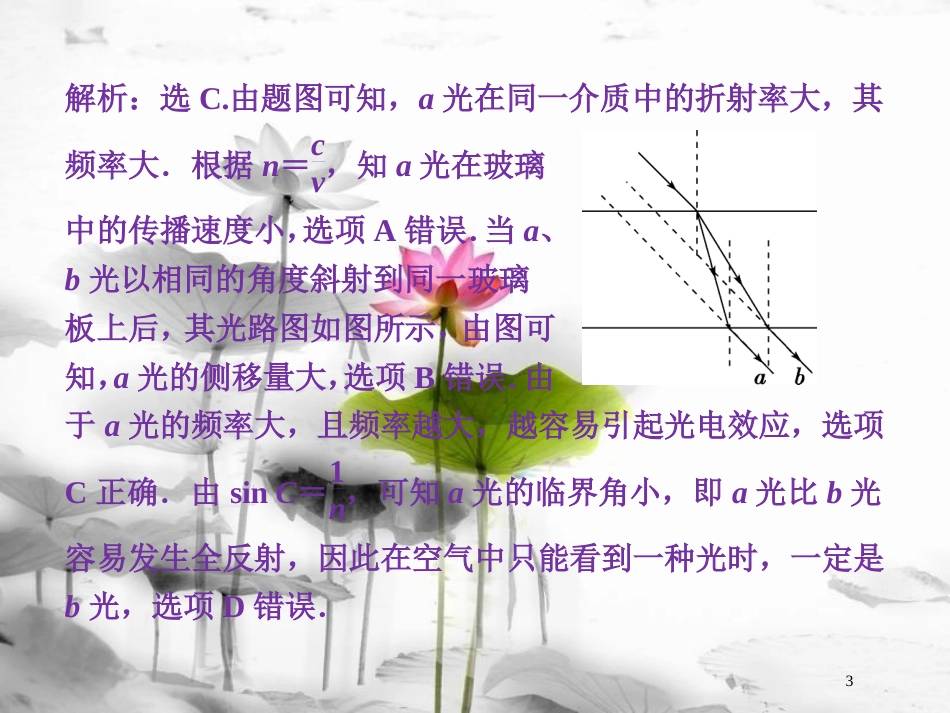 （新课标）高考物理一轮复习第十四章机械振动与机械波光电磁波与相对论第三节光的折射全反射随堂达标巩固落实课件_第3页