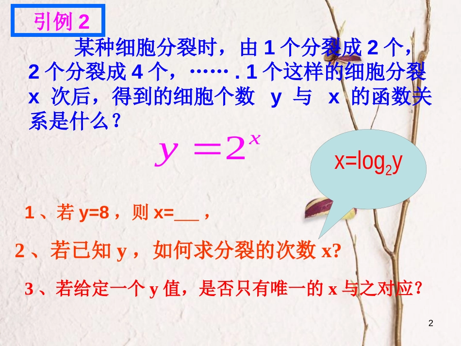 江苏省宿迁市高中数学 第三章 函数的应用 3.2 对数函数 1 概念图象性质课件 苏教版必修1_第2页