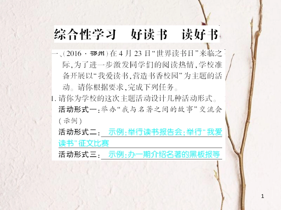 广西北部湾九年级语文上册 综合检测 好读书 读好书课件 （新版）新人教版_第1页