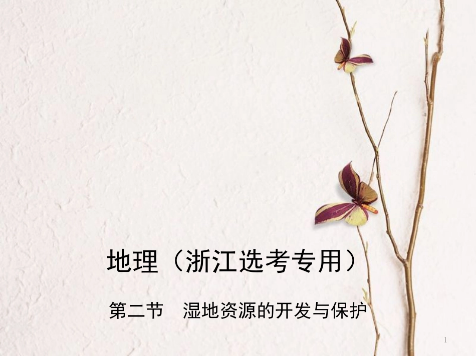 （B版，浙江选考专用）2019版高考地理总复习专题十一区域可持续发展第二节湿地资源的开发与保护课件_第1页
