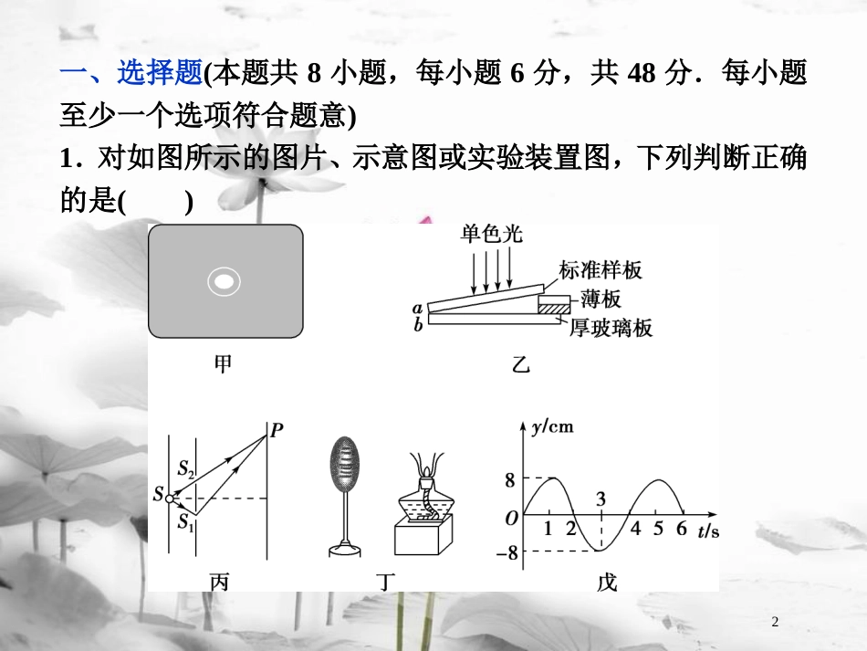 （新课标）高考物理一轮复习 第十四章 机械振动与机械波光电磁波与相对论章末过关检测课件_第2页