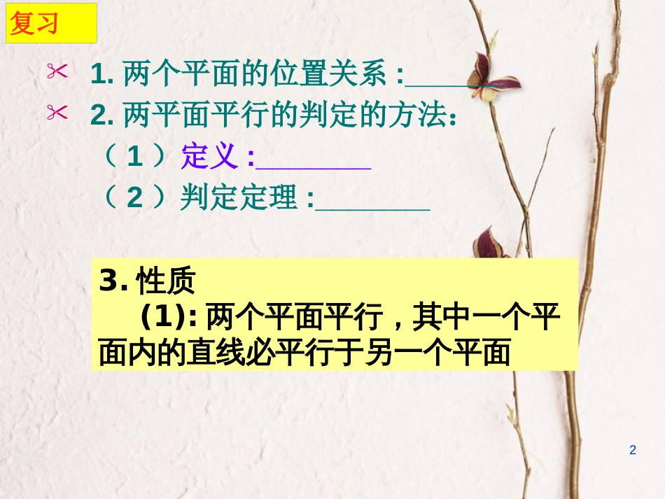 江苏省宿迁市高中数学 第1章 立体几何初步 1.2.4 平面与平面的位置关系 面面平行复习课课件 苏教版必修2_第2页