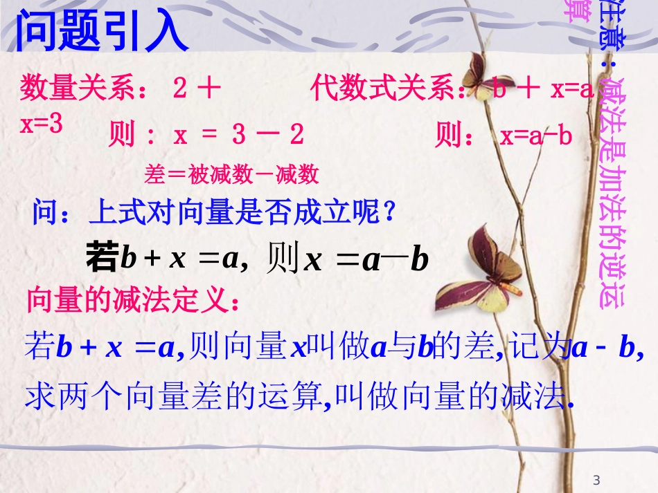 江苏省宿迁市高中数学 第二章 平面向量 2.2.2 向量的减法课件1 苏教版必修4_第3页