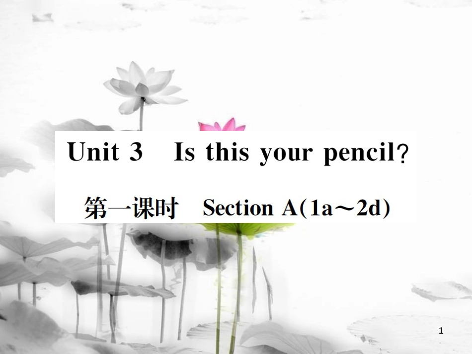 （浙江专版）七年级英语上册 Unit 3 Is this your pencil（第1课时）课件 （新版）人教新目标版_第1页