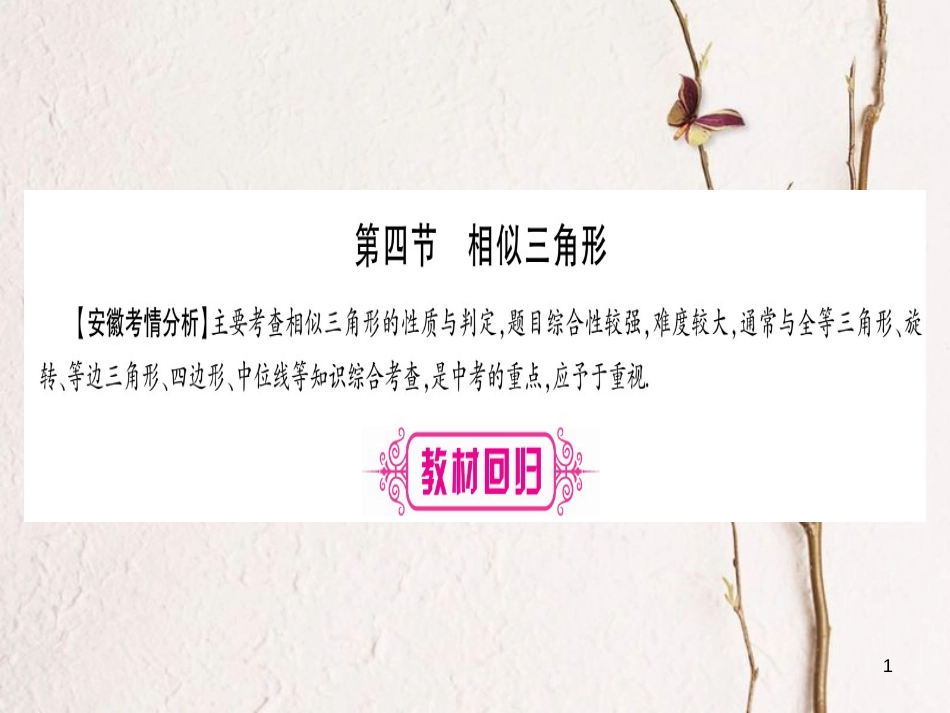 （安徽专版）中考数学总复习第一轮考点系统复习第4章三角形第4节相似三角形课件_第1页