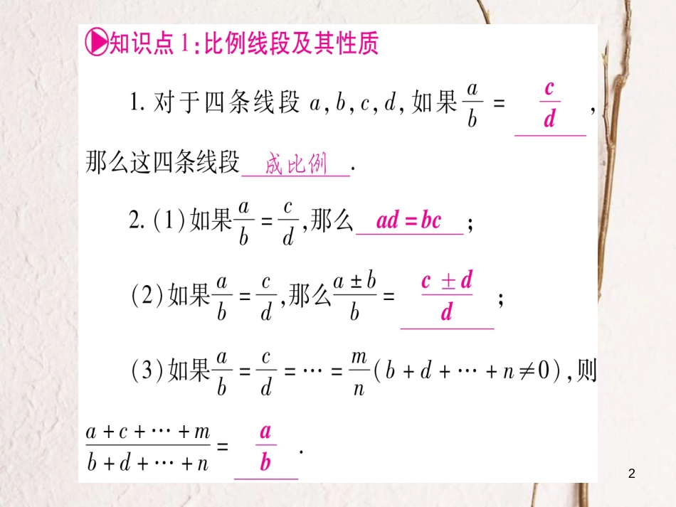 （安徽专版）中考数学总复习第一轮考点系统复习第4章三角形第4节相似三角形课件_第2页
