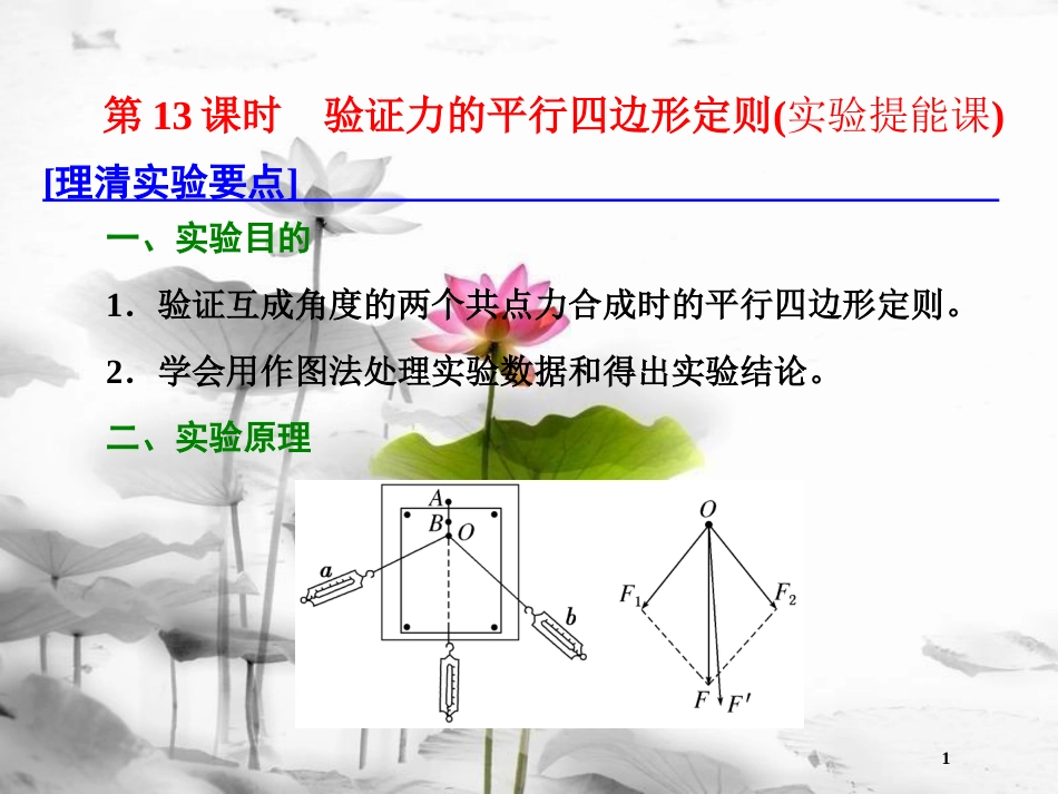 （新课标）高考物理总复习 第二章 相互作用 第13课时 验证力的平行四边形定则（实验提能课）课件_第1页