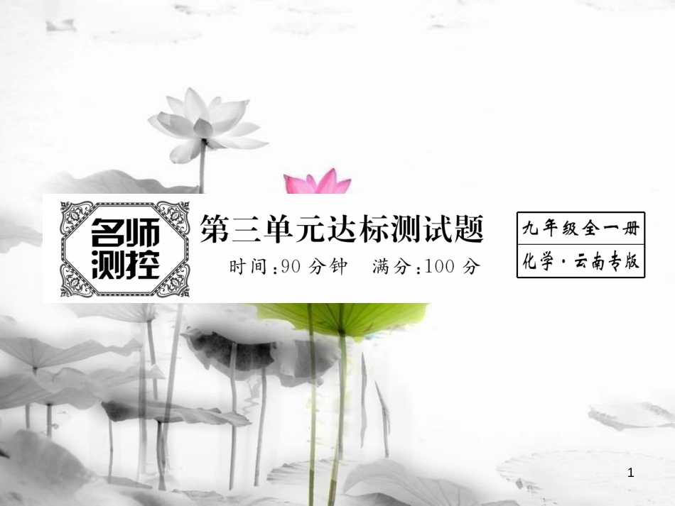 （云南专版）九年级化学上册 第3单元 物质构成的奥秘达标测试卷课件 （新版）新人教版_第1页