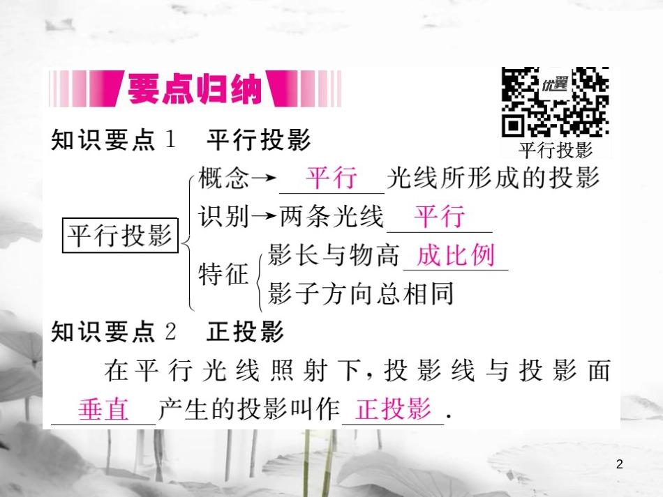 （江西专用）九年级数学上册 5.1 投影 第2课时 平行投影与正投影讲练课件 （新版）北师大版_第2页