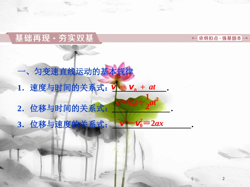 （新课标）高考物理一轮复习第一章运动的描述匀变速直线运动的研究第二节匀变速直线运动的规律及应用课件_第2页