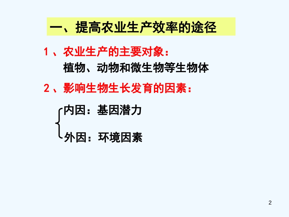 高中生物备课资料 第一章 生物科学与农业 第1节设施农业课件 浙科版选修2_第2页