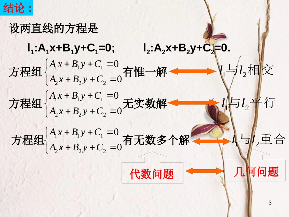 江苏省宿迁市高中数学 第2章 平面解析几何初步 2.1.4 两直线的交点课件 苏教版必修2_第3页