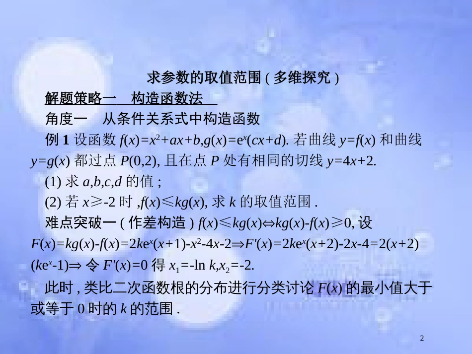 高考数学二轮复习 第二部分 专题二 函数与导数 2.4.2 导数与不等式及参数范围课件 理_第2页
