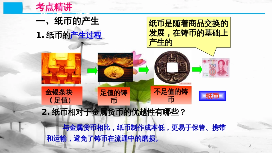 高考政治第一单元生活与消费课时1神奇的货币考点二货币的种类与形式课件新人教版必修1_第3页