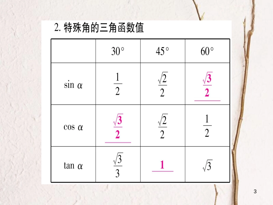 （湖南专版）中考数学总复习第一轮考点系统复习第4章三角形第6节锐角三角函数及其应用课件_第3页