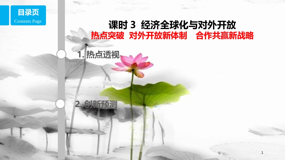 高考政治第四单元发展社会主义市场经济课时3经济全球化与对外开放热点突破对外开放新体制，合作共赢新战略课件新人教版必修1_第1页