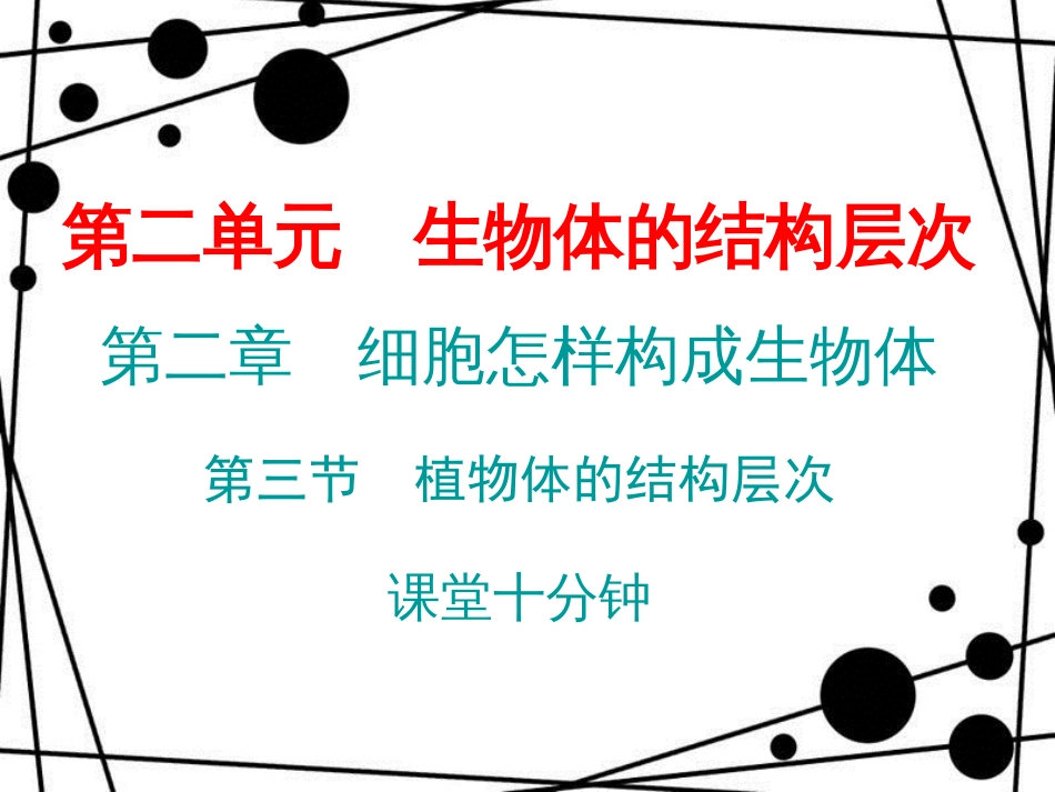七年级生物上册 第二单元 第二章 第三节 植物体的结构层次课堂十分钟课件 （新版）新人教版_第1页