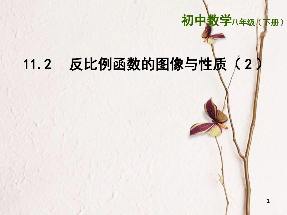 江苏省淮安市八年级数学下册第11章反比例函数11.2反比例函数的图象与性质（2）课件_第1页