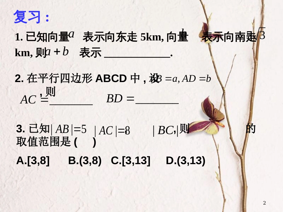 江苏省宿迁市高中数学 第二章 平面向量 2.2.3 向量的数乘课件2 苏教版必修4_第2页