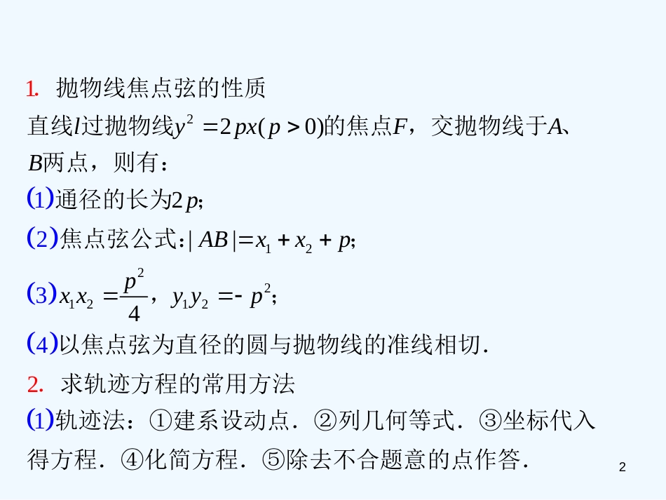 （浙江专用）高中数学二轮复习 第18课时 直线与圆锥曲线（3）课件 新人教版_第2页