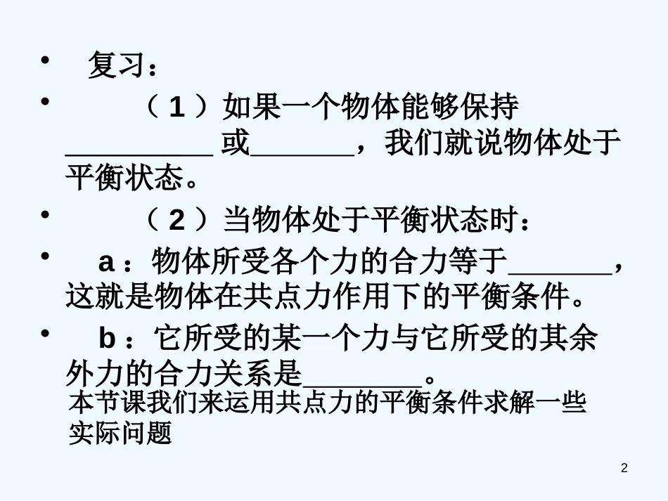 高中物理 4-4《平衡条件的应用》精品课件 鲁科版必修1_第2页